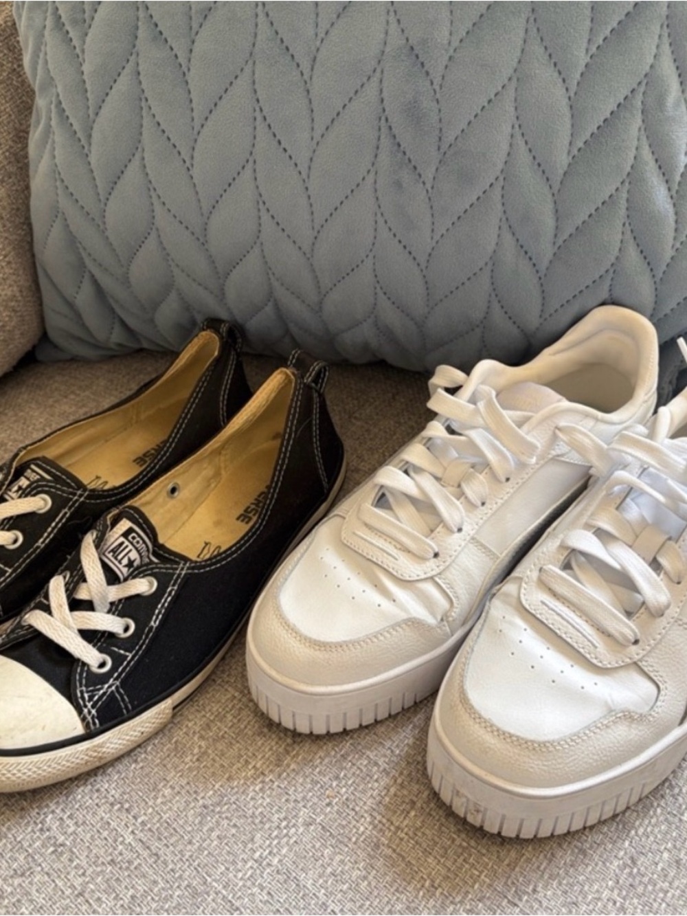 Converse Canvas Slip-On Sneakers & puma White Platform Lace-Up Sneakers